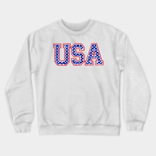 USA Embroidered Font Crewneck Sweatshirt